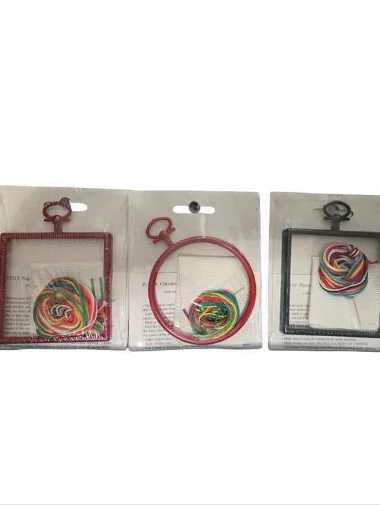 Counted Cross Stitch Holiday Kit Set - Red and Green Designs Pkg Of 3 - Picture 2 of 4